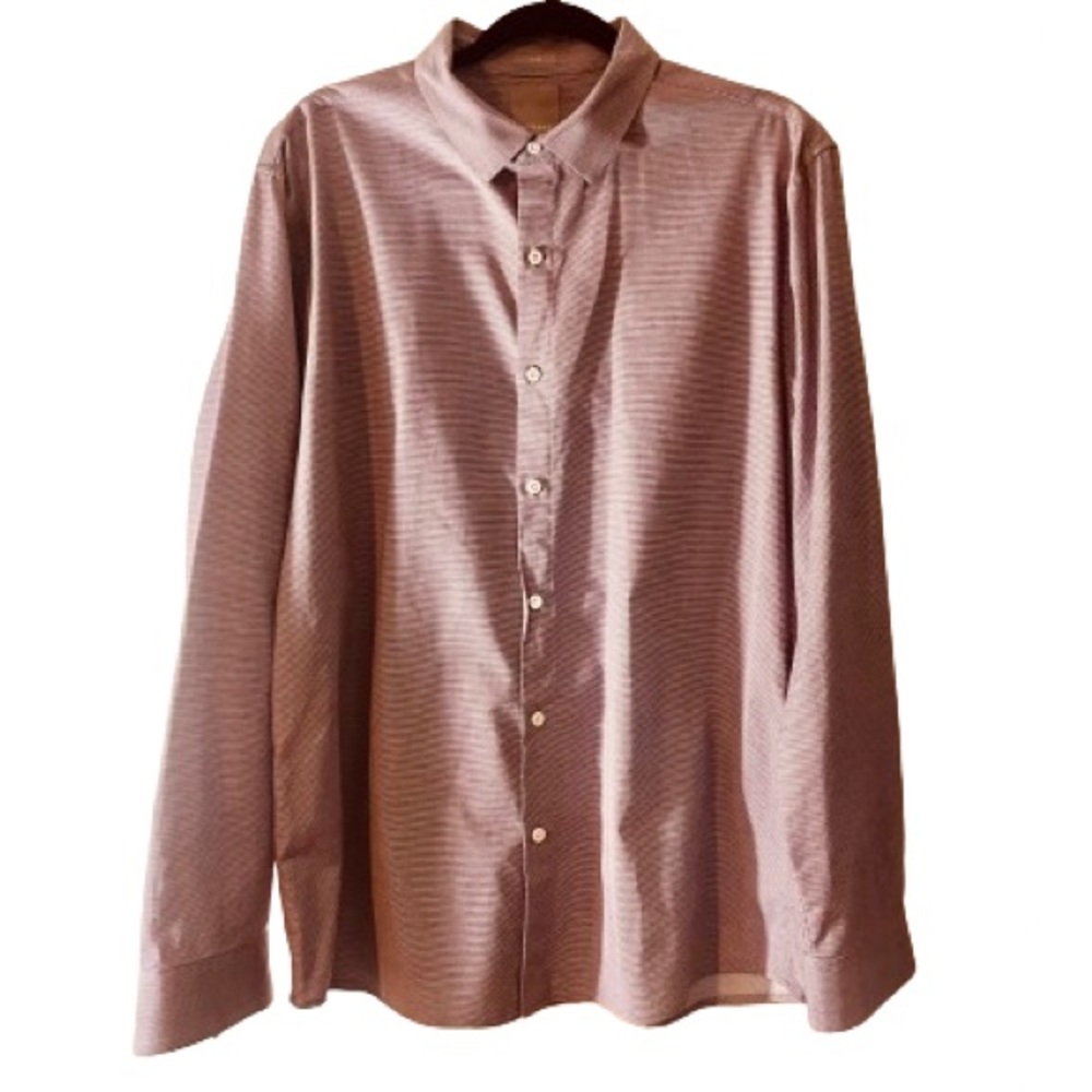 A-Frame slim size Large men’s purple/white striped dress shirt